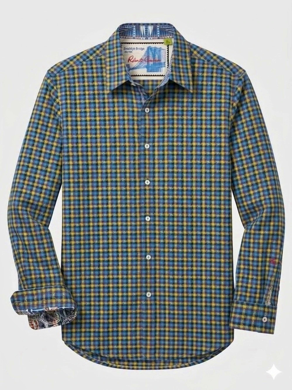 Robert Graham Brooklyn Bridge Plaid Button Down in Blue & Yellow